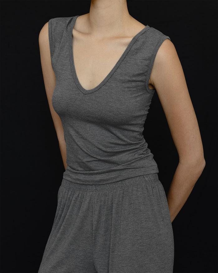 Side View of Recline Shell in Charcoal from KYE Intimates in Los Angeles.