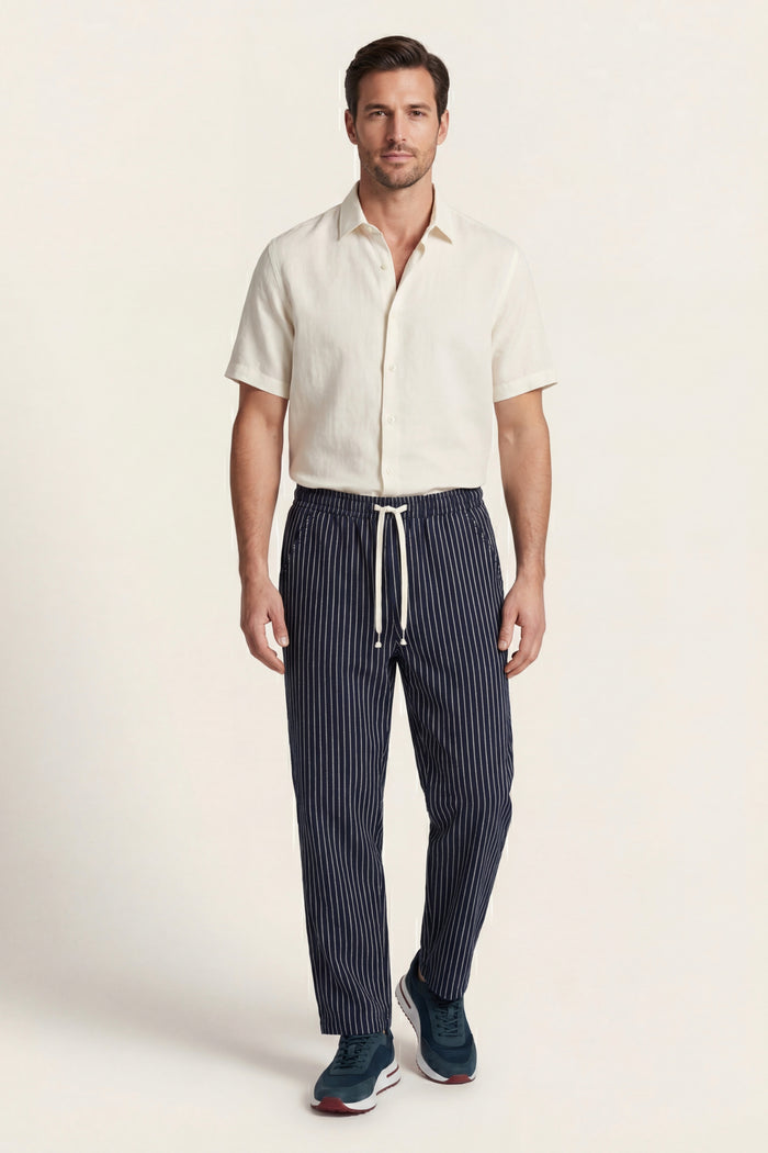 Siena Linen Trousers Navy Stripe