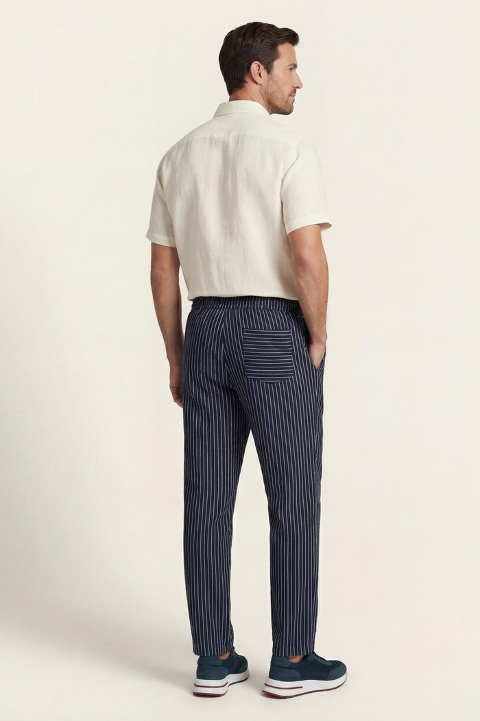 Siena Linen Trousers Navy Stripe
