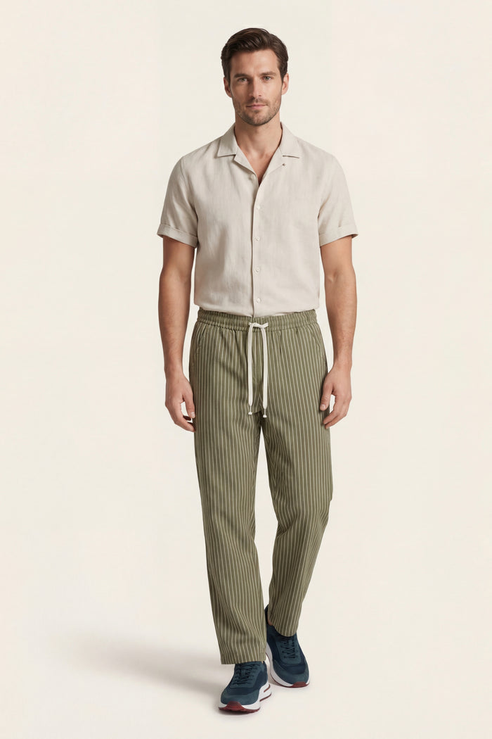 Siena Linen Trousers Olive Stripe