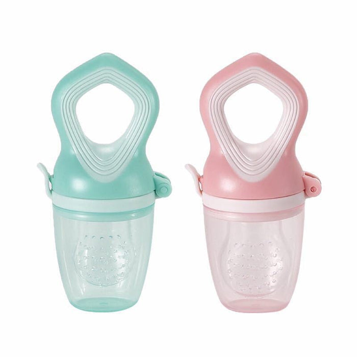 Silicone Baby Pacifier in light pink and light green, safe and comfortable for infants aged 3 months and older.