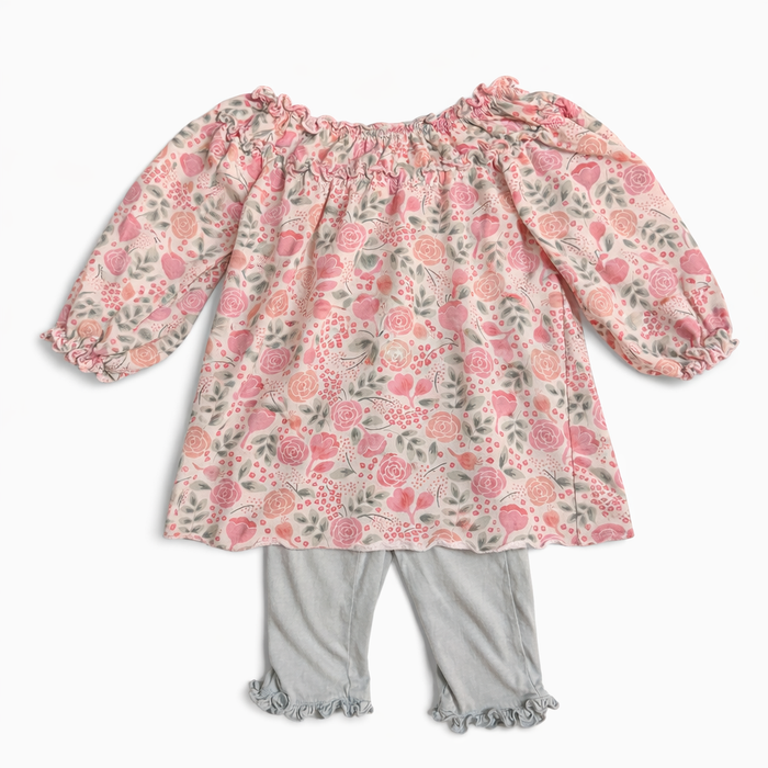 Feather Baby Pink & Grey Dress size 12M good used condition