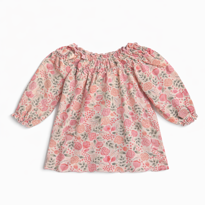 Feather Baby Pink & Grey Dress size 12M good used condition