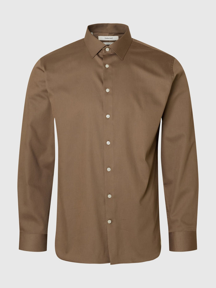 Slim Fit Performance Shirt - Brown