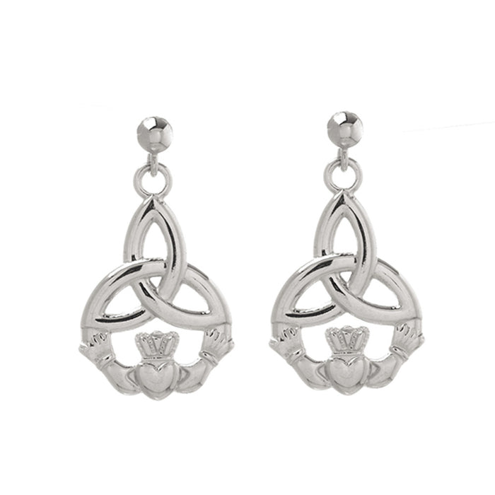 Small Claddagh Trinity Knot Drop Earrings