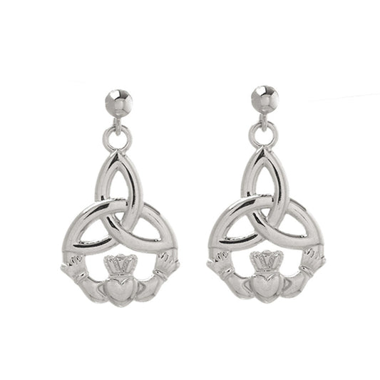 Small Claddagh Trinity Knot Drop Earrings