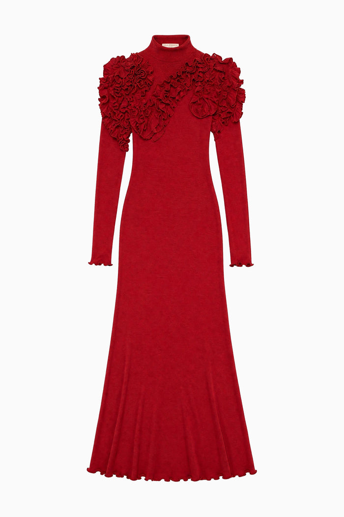 Solene Long Sleeve Jersey Dress - Claret