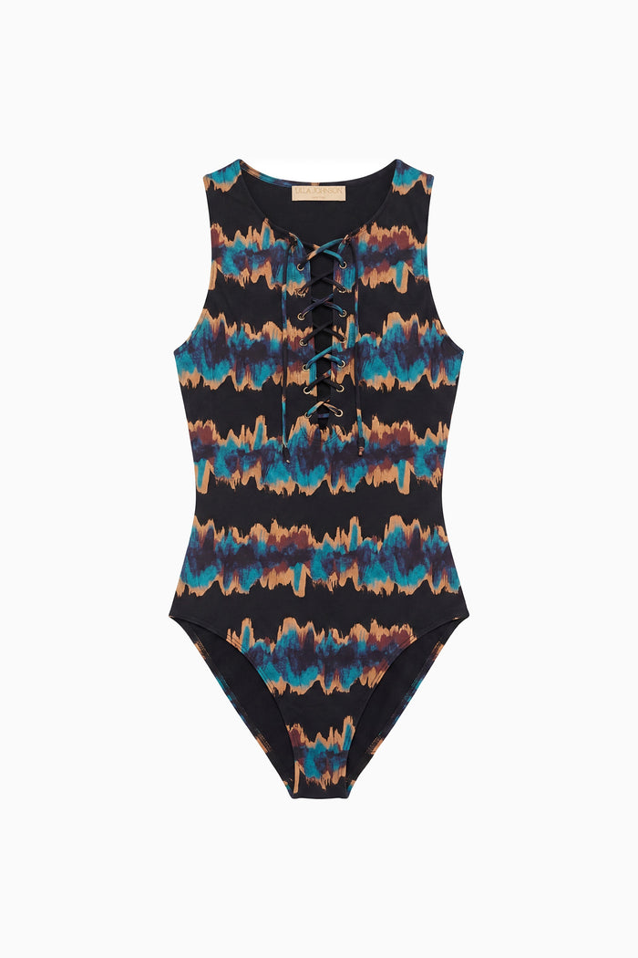 Solina Lace Up Maillot - Alloy