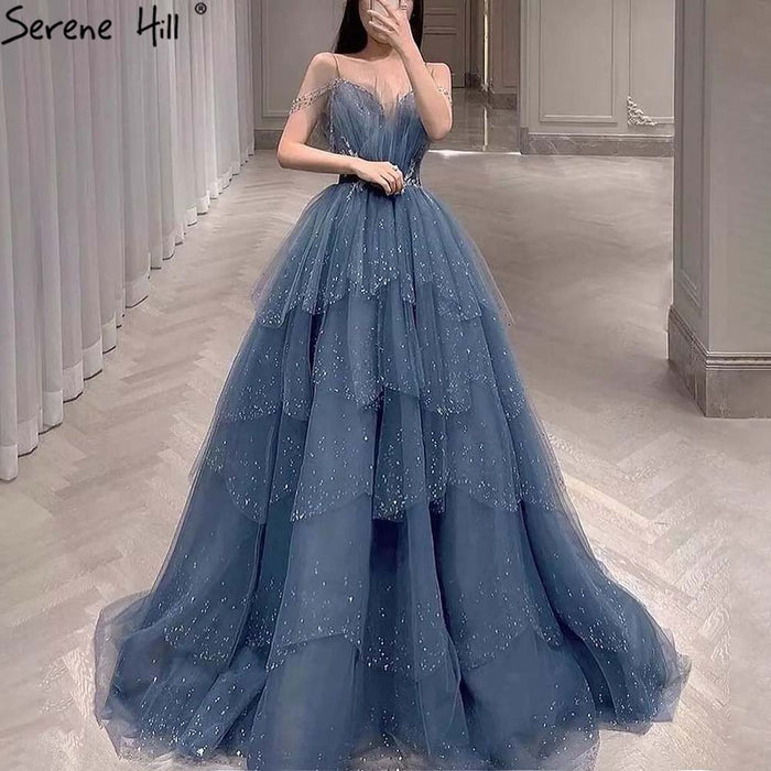 Sparkly Crystal Blue Sweetheart Evening Dress LA71292 - SERENE HILL