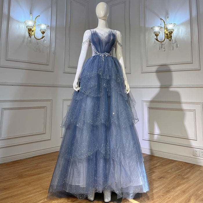 Sparkly Crystal Blue Sweetheart Evening Dress LA71292 - SERENE HILL