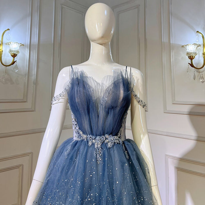 Sparkly Crystal Blue Sweetheart Evening Dress LA71292 - SERENE HILL