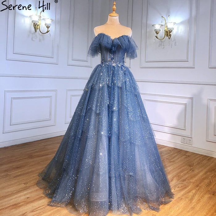 Sparkly Crystal Blue Sweetheart Evening Dress LA71450 - SERENE HILL