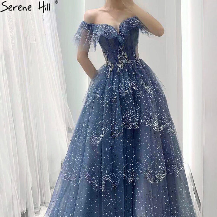 Sparkly Crystal Blue Sweetheart Evening Dress LA71450 - SERENE HILL