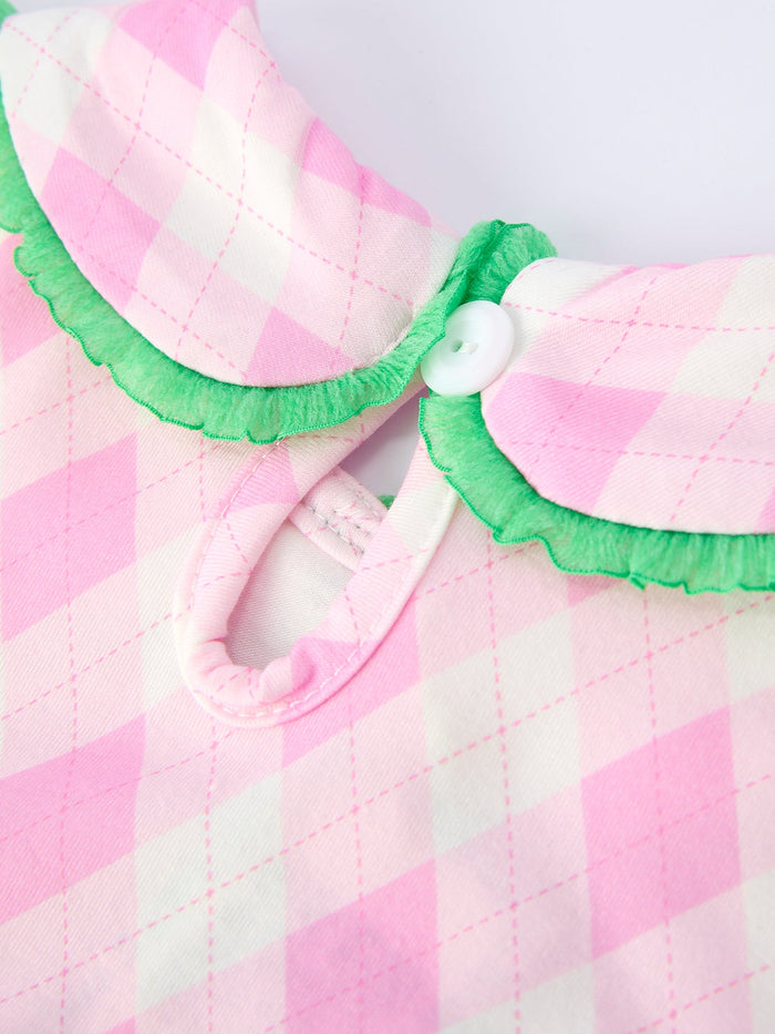 Spring Golf Embroidered Girls Smocked Bow Dress