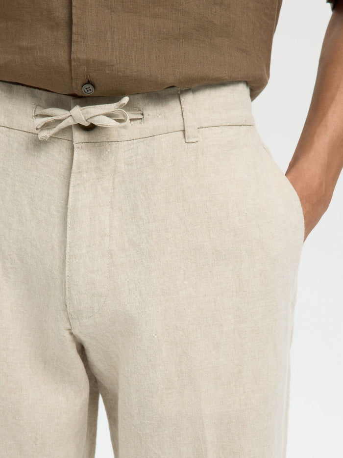 Straight Fit Linen Blend Pants