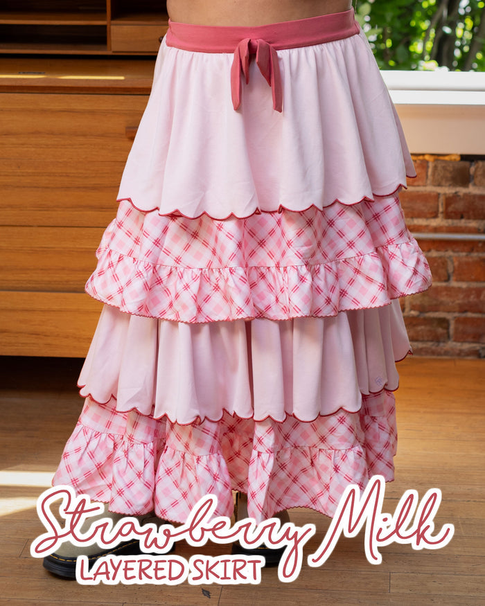 Strawberry Milk Layered Skirt