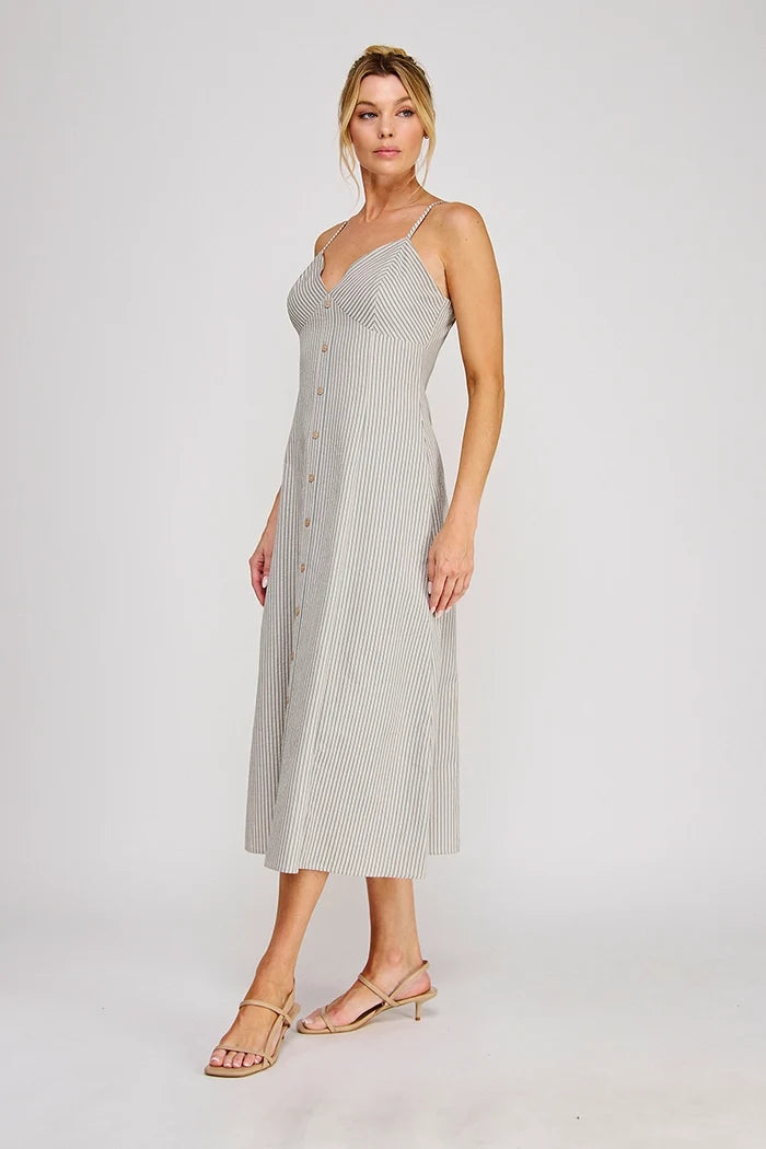 Striped V-Neck Maxi Dress