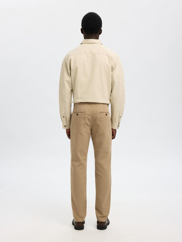 Structured Dyed Slim Fit Pants - Beige