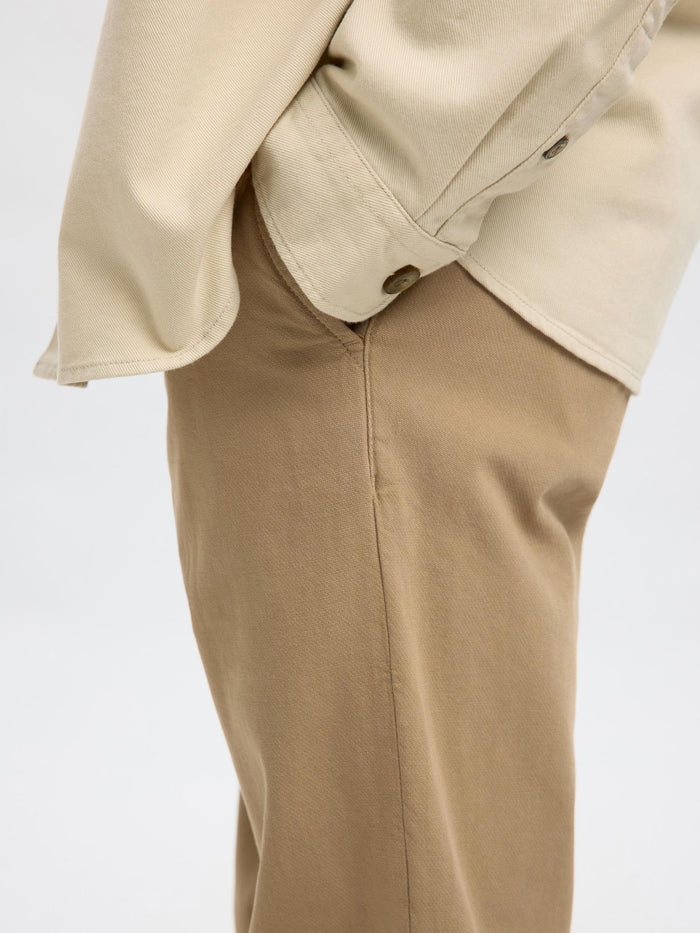 Structured Dyed Slim Fit Pants - Beige