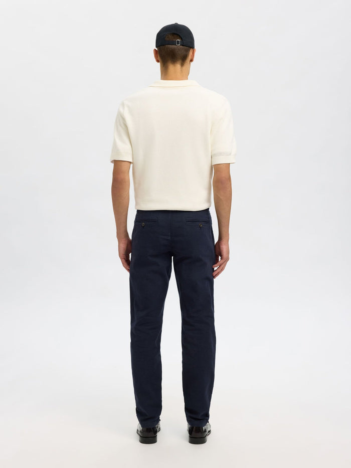 Structured Dyed Slim Fit Pants - Blue