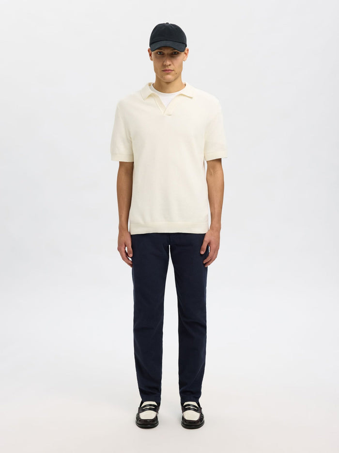 Structured Dyed Slim Fit Pants - Blue