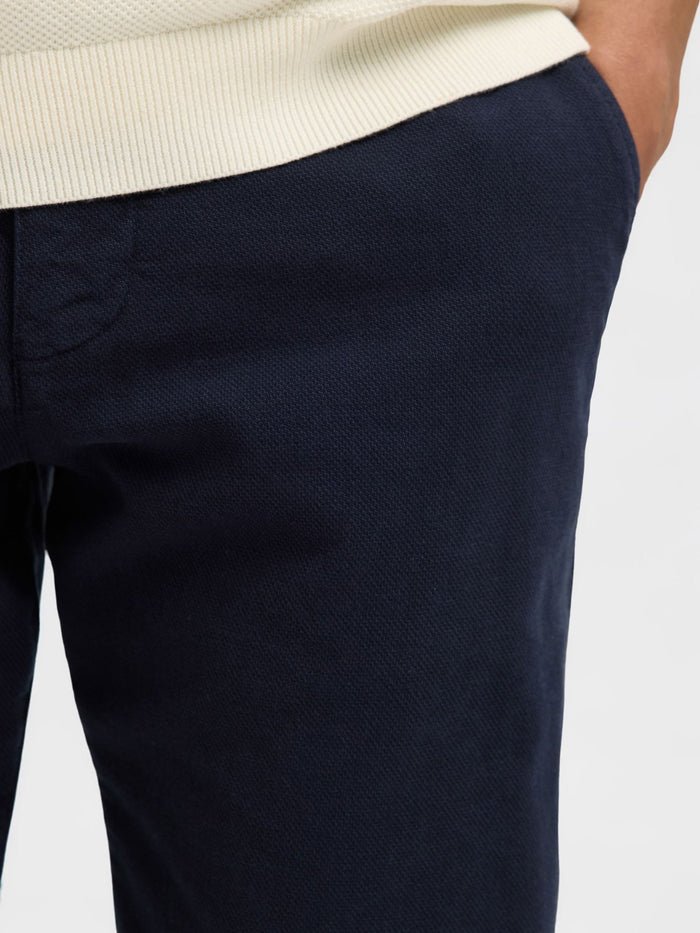 Structured Dyed Slim Fit Pants - Blue