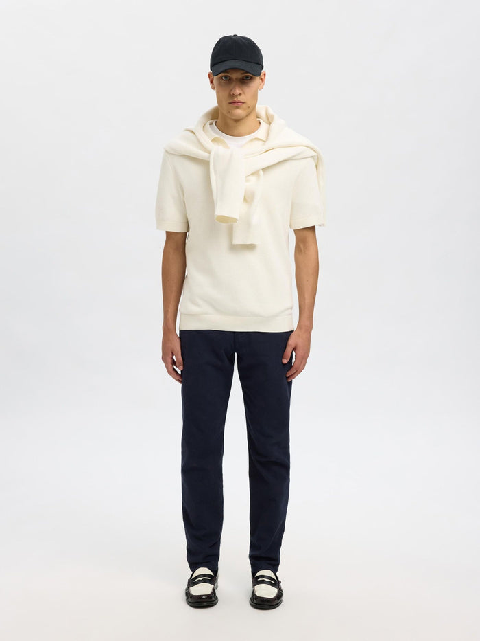 Structured Dyed Slim Fit Pants - Blue