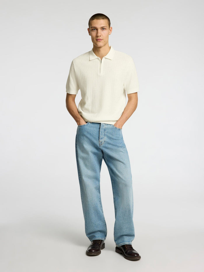 Structured Knitted Zip Polo