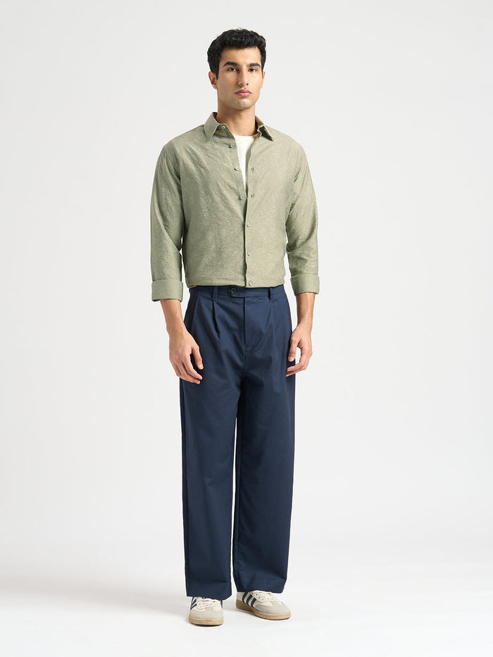 Structured Spread Collar Shirt - Green