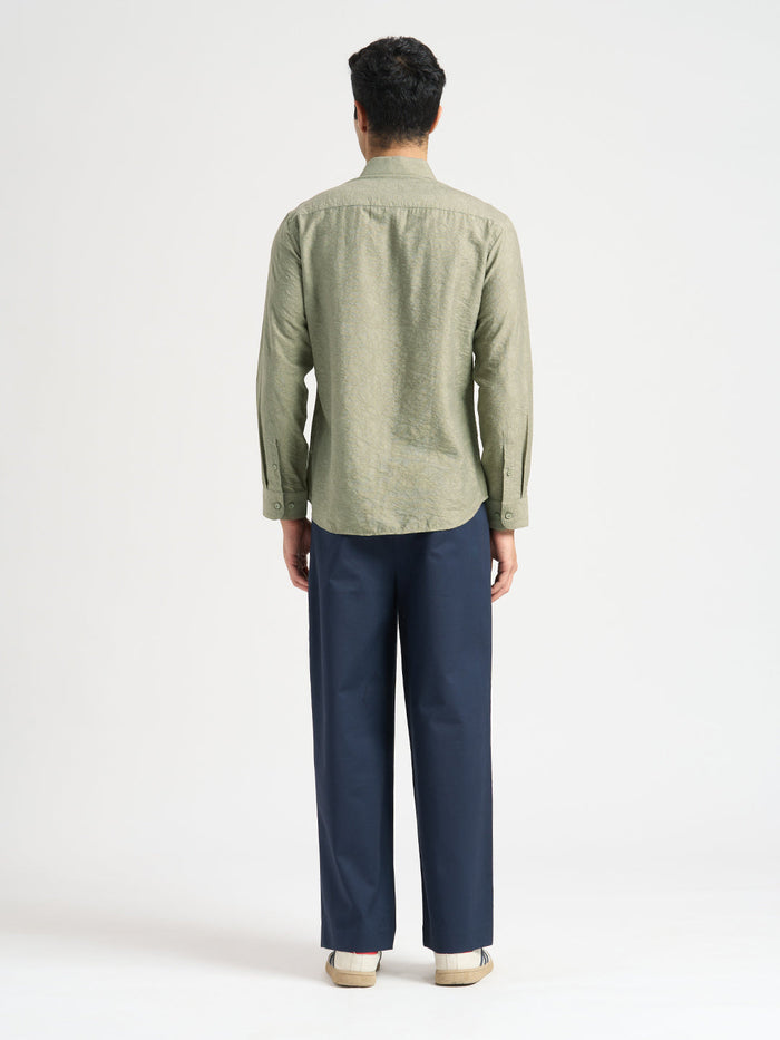 Structured Spread Collar Shirt - Green
