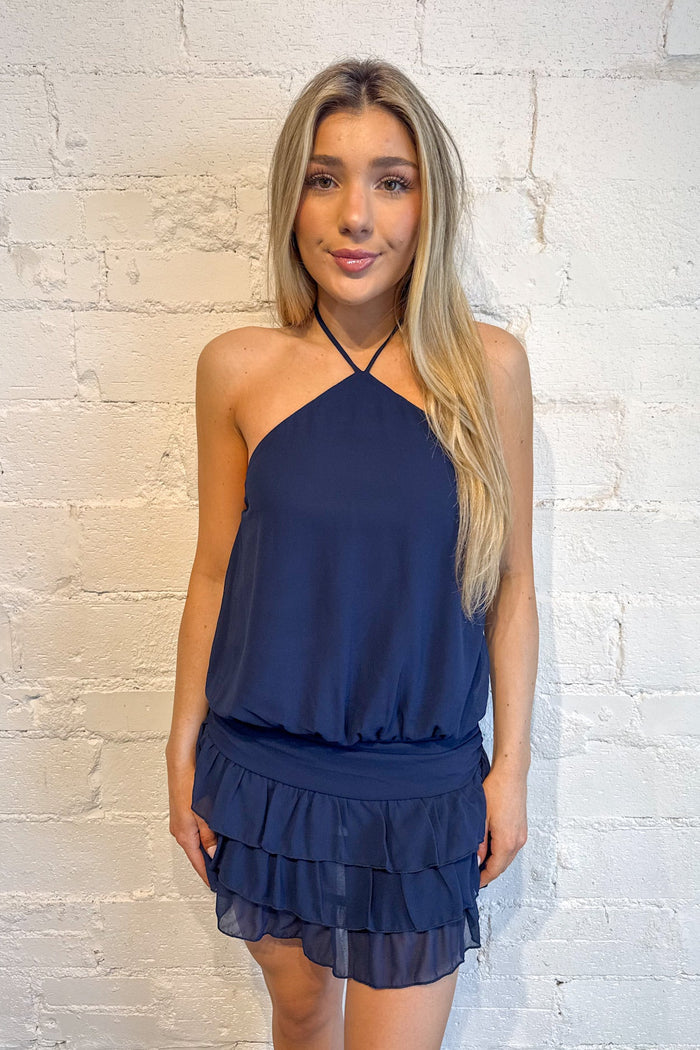 Summer of Fun Romper, Romper, Romper Dress, Women's Dress, Spring and Summer Styles, Yellow Mini Dress, Mini Halter Dress, Adeline Boutique, Dallas Boutique