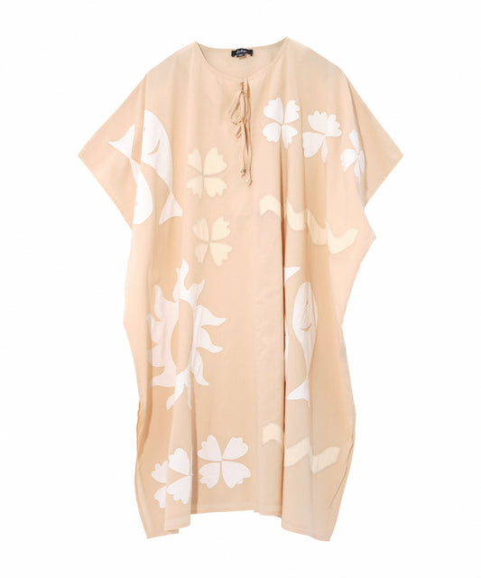 Sunup Applique Caftan in color cream