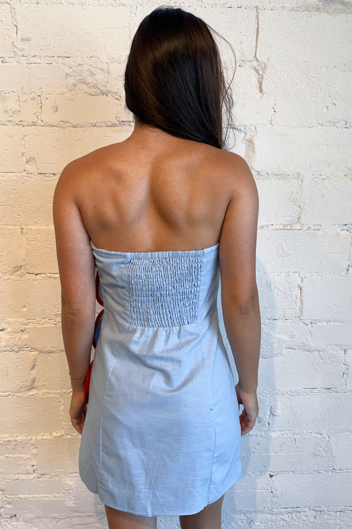 Susie Mini Dress Light Blue Back, adeline boutique, dallas boutique, boutique