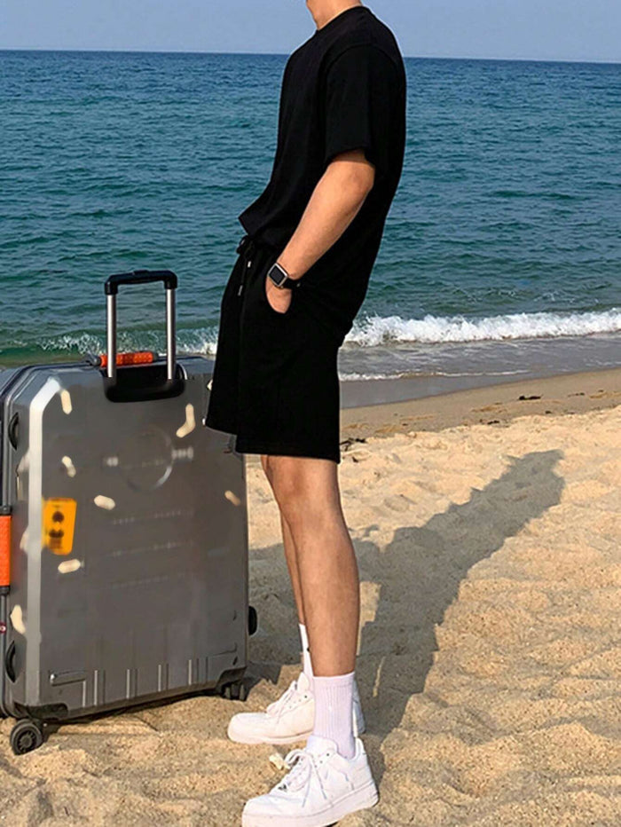 SXV black oversized tshirt with shorts coordset