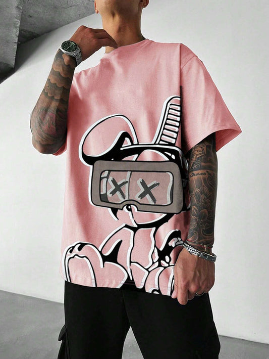 SXV  'blind bunny’ Printed Cool Aesthetic Oversized Baggy T-shirt