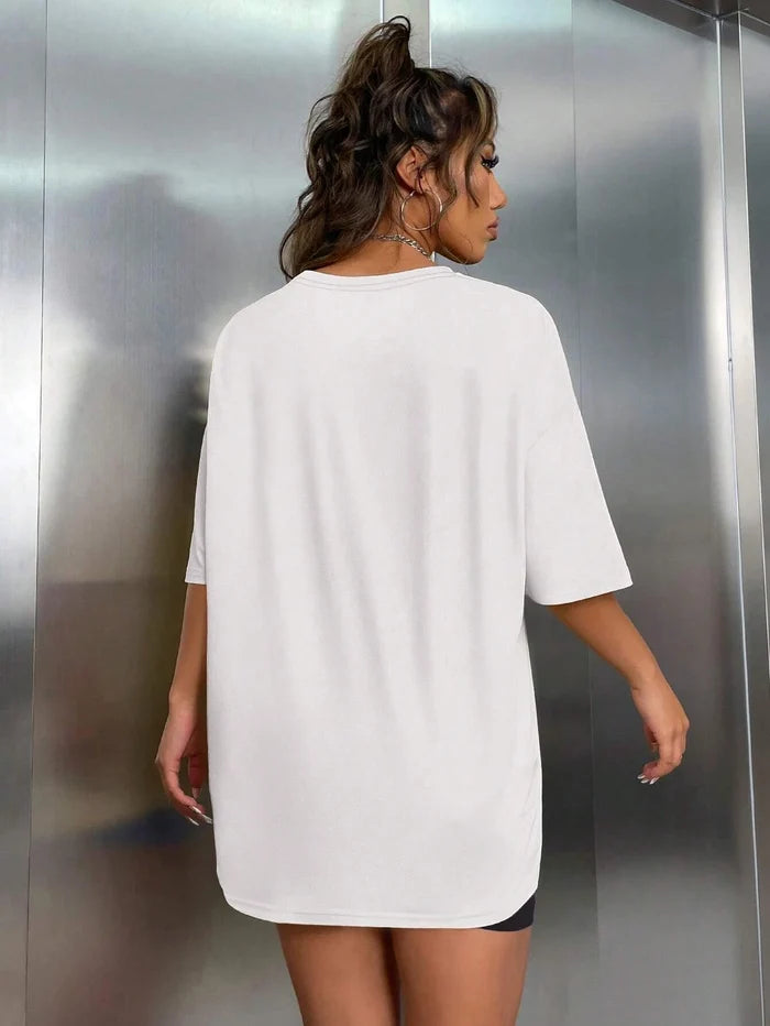 SXV CALIFORNIA west coast Women's Letter Print Short Sleeve Oversized T-Shirt And Shorts Set