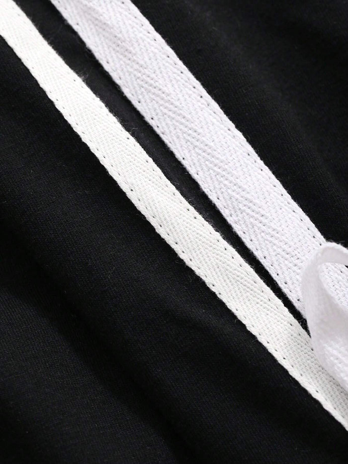SXV Contrast Tape Knot Side Drop Shoulder Tee