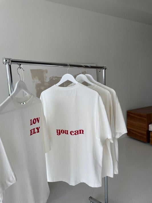 SXV  'Lovely you can’ Printed Cool Aesthetic Oversized Baggy T-shirt