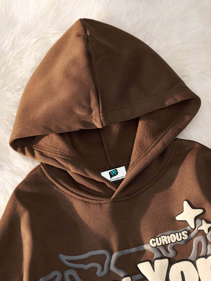 SXV LUXE Premium Quality 3D Printed Brown Hoodie (100% cotton 450 gsm fleece inside)