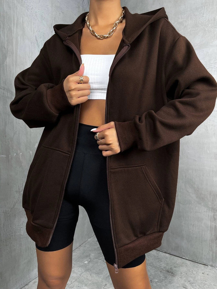 SXV plain solid zipper hoodie for women