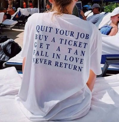 SXV  'Quit Your Job’ Printed Cool Aesthetic Oversized Baggy T-shirt