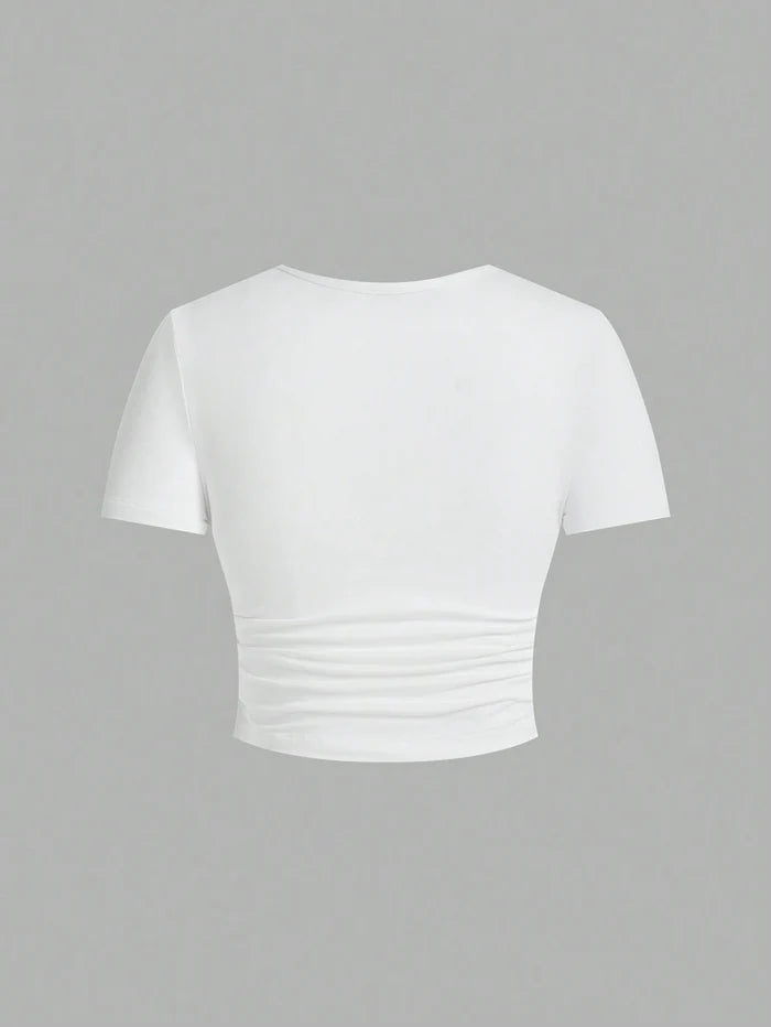 SXV Red Spider Print Casual Simple Design Crew Neck Short Sleeve Fitted Women T-Shirts
