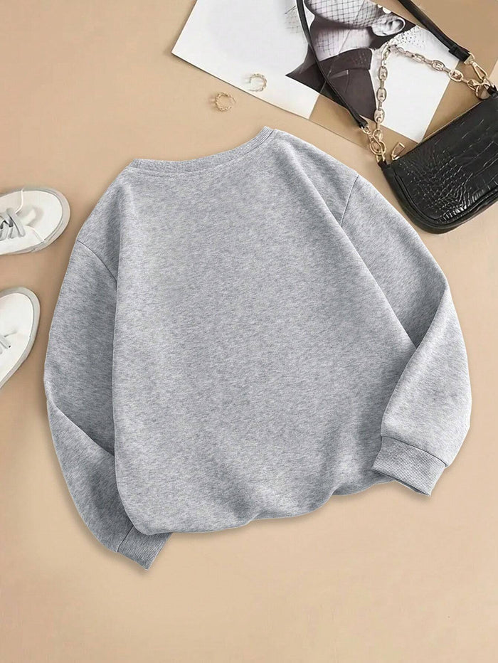SXV TEXAS Printed Casual Letter Printed Drop Shoulder Relaxed Fit Sweatshirt, For Winter