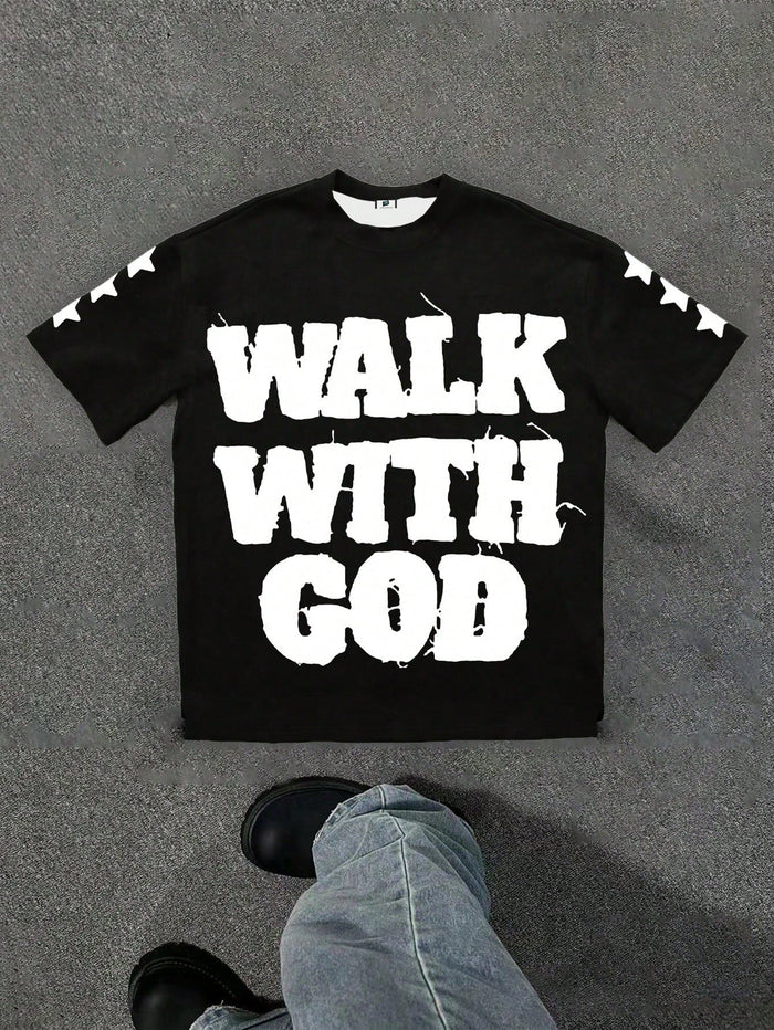SXV Walk with god Women Casual Loose Fit Crew Neck Short Sleeve T-Shirt