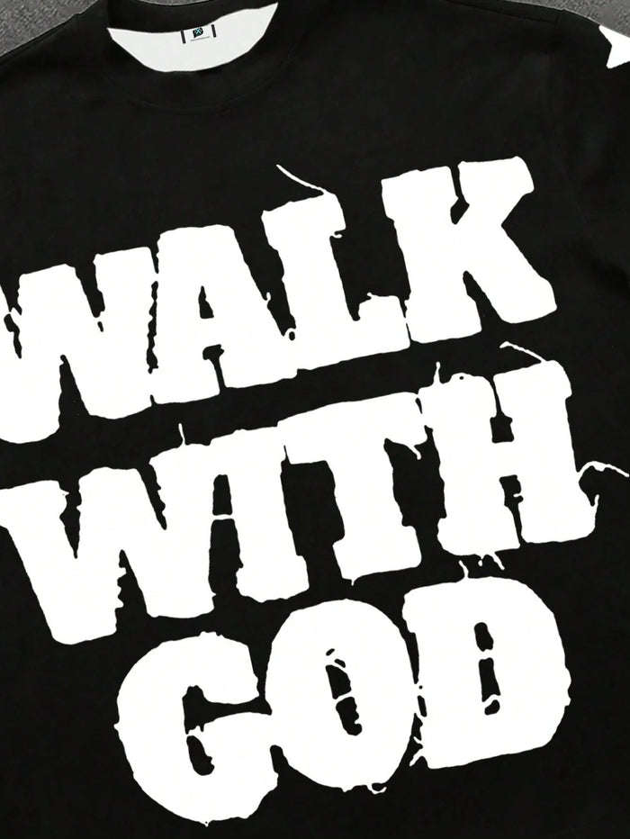 SXV Walk with god Women Casual Loose Fit Crew Neck Short Sleeve T-Shirt