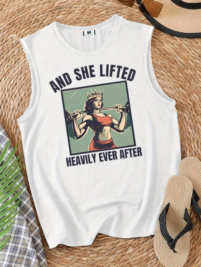 SXV Women's Liberty Statue Letter & Cartoon Print Sleeveless Camisole, Summer Graphic Tees Women Tops