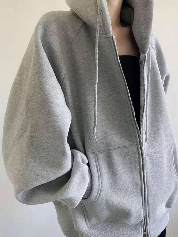 SXV Women's Loose Casual Hooded Zip-Up Cardigan