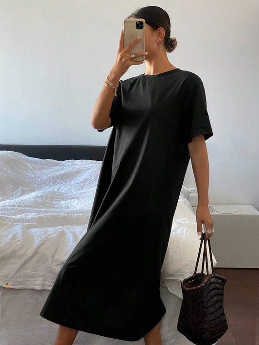 SXV Women's Short Sleeve Round Neck Long Dress, Casual Daily Wear