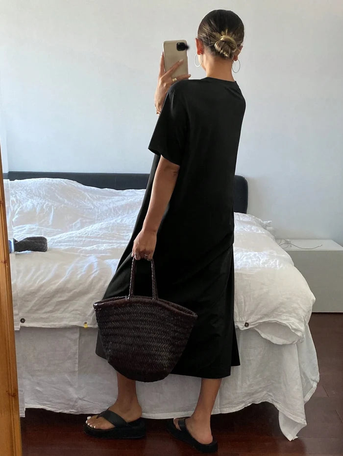 SXV Women's Short Sleeve Round Neck Long Dress, Casual Daily Wear