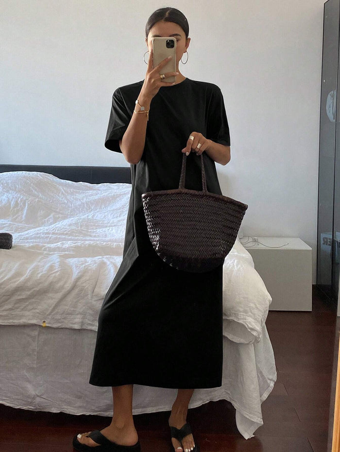 SXV Women's Short Sleeve Round Neck Long Dress, Casual Daily Wear